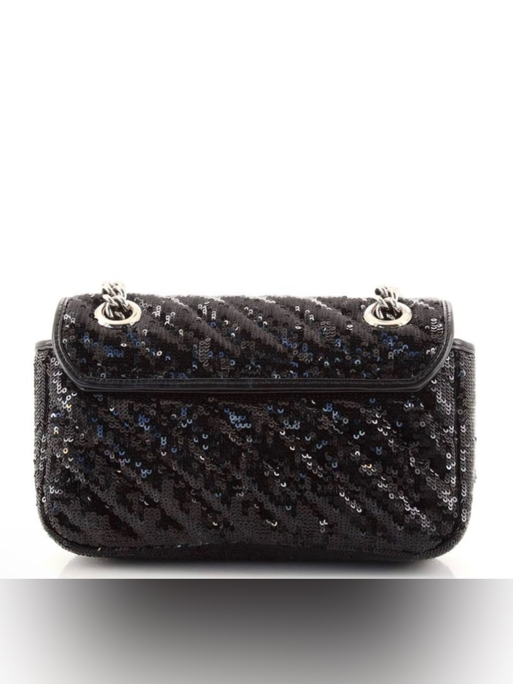Gucci Black Sequin Shoulder Bag with Silver Double G Chain - Picture 3 of 6